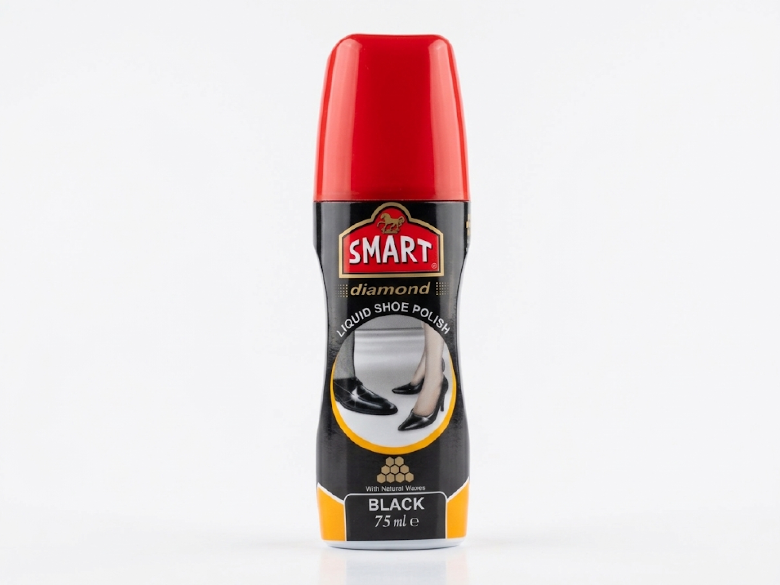 Shrink sleeve etiketli sıvı ayakkabı boyası şişesi